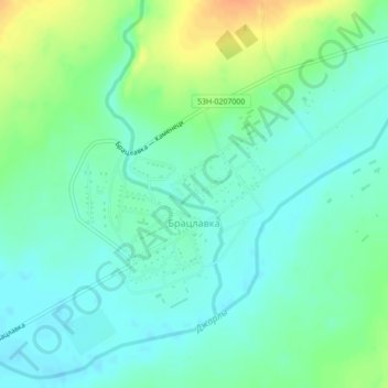 Mapa topográfico Брацлавка, altitude, relevo