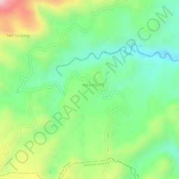 Mapa topográfico Kota Agung, altitude, relevo