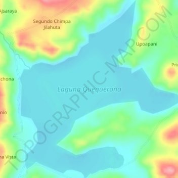 Mapa topográfico Laguna Quequerana, altitude, relevo