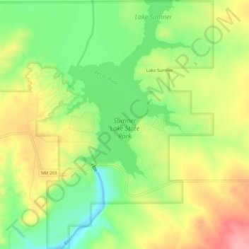 Mapa topográfico Sumner Lake State Park, altitude, relevo
