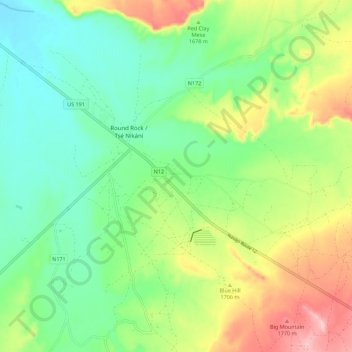 Mapa topográfico Round Rock, altitude, relevo