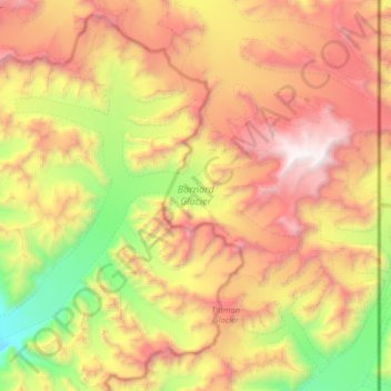 Mapa topográfico Barnard Glacier, altitude, relevo