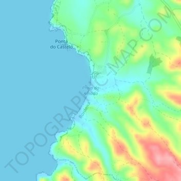 Mapa topográfico Praia do Amado, altitude, relevo