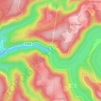 Mapa topográfico Barrage d'Enchanet, altitude, relevo