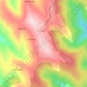 Mapa topográfico Serra do Calamouco, altitude, relevo