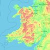 Mapa topográfico Wales, altitude, relevo