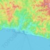 Mapa topográfico Génova, altitude, relevo