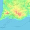 Mapa topográfico Algarve, altitude, relevo