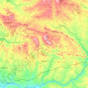 Mapa topográfico Mação, altitude, relevo