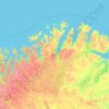 Mapa topográfico Finnmark, mapa de relevo, mapa de altitude