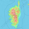 Mapa topográfico Córsega, altitude, relevo