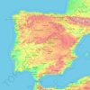 Mapa topográfico Península Ibérica, altitude, relevo